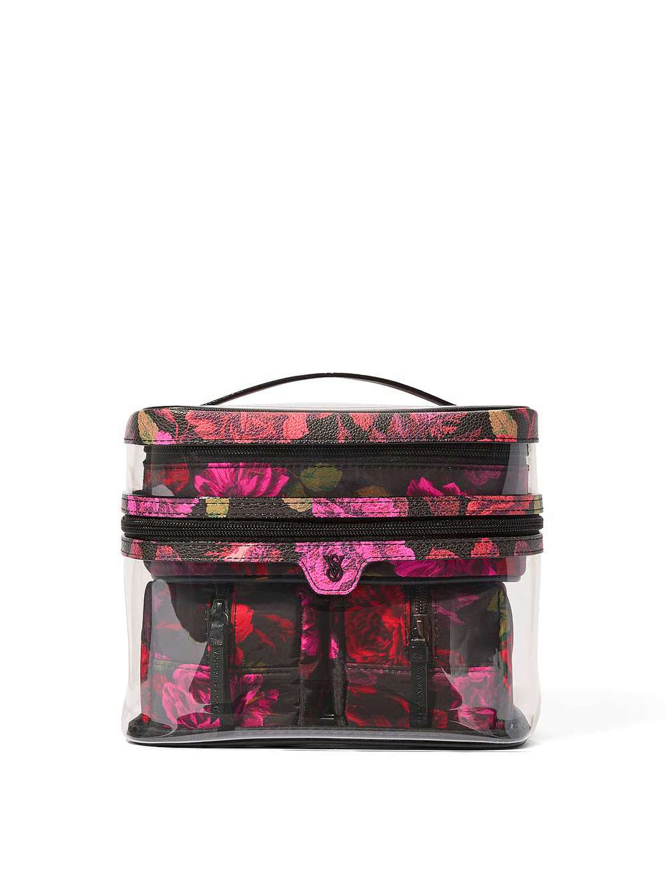 Набір із чотирьох косметичок Victoria’s Secret 4-in-1 Train Case Black Floral