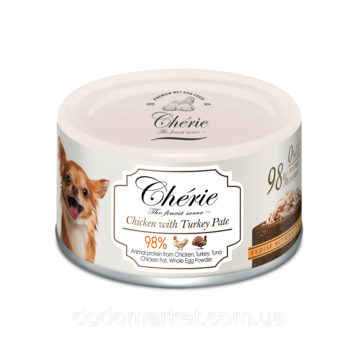 Куряче пате з індичкою повнораціонний корм для собак. 80г Cherie Dog, фото 1