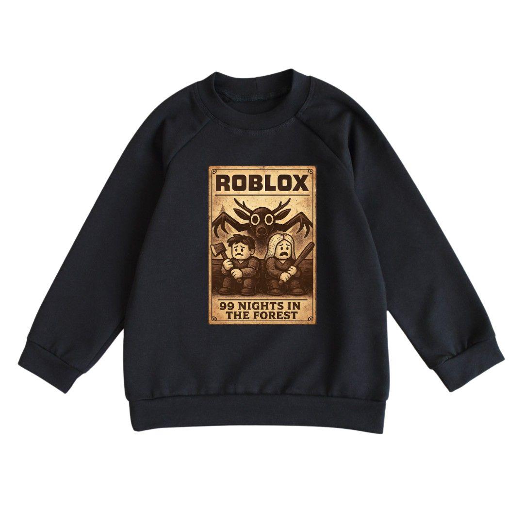 Світшот дитячий чорний з принтом Роблокс 99 Ночей у Лісі, фото 1