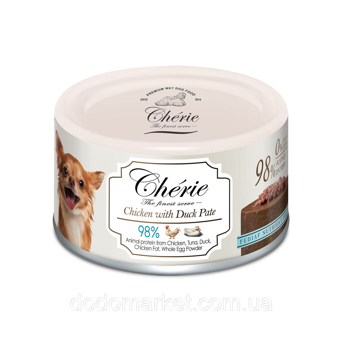 Куряче пате з качкою повнораціонний корм для собак. 80г Cherie Dog, фото 1