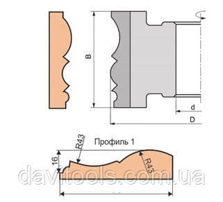 Фреза для 125х32х80 виготовлення налічника Р6М5 (Профіль №1), фото 1