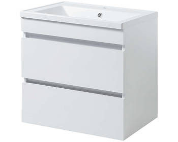 Тумба навісна ЮВВІС Монако ТП-2 біла глянцева з умивальником Kredo 60 см