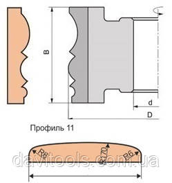 Фреза для 125х32х80 виготовлення налічника Р6М5 (Профіль №11), фото 1
