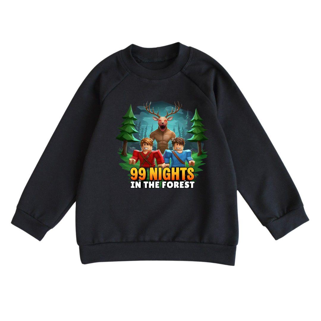 Світшот дитячий чорний з принтом Роблокс 99 Ночей у Лісі, фото 1