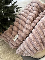 Плед плюшевый Мега полоска 8 см 200х220 см лиловый