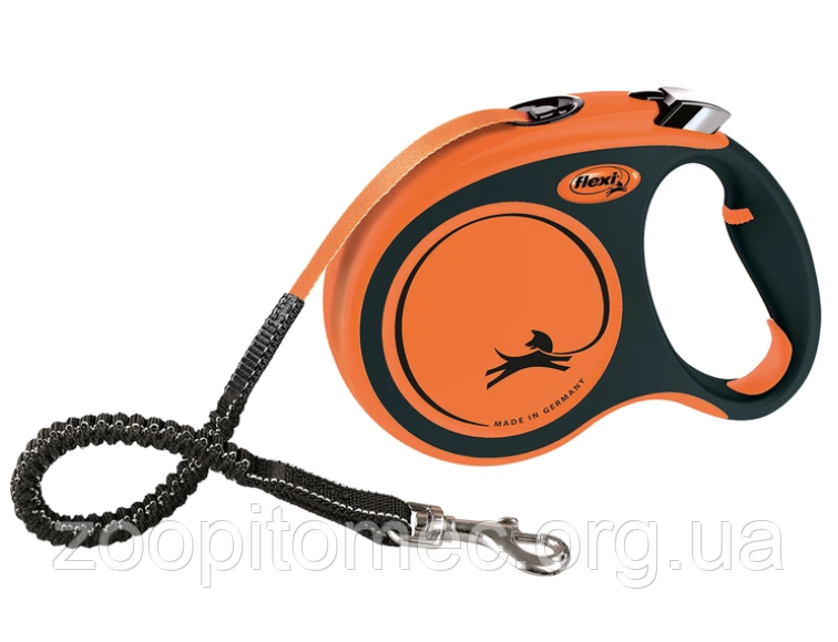Поводок-рулетка Flexi (Флексі) Xtreme L стрічка 5 м для великих собак до 65 кг (помаранчовий), фото 1