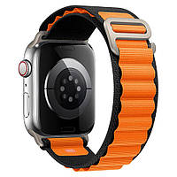 Ремінець Alpine Loop Design Apple Watch 42 mm 44 mm 45 mm 49 mm — Black & Orange(1586060169)