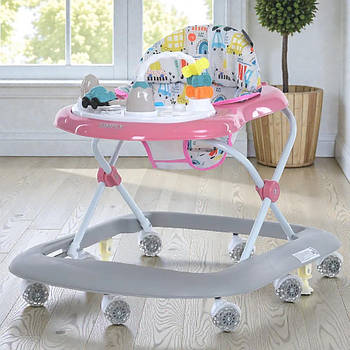 Дитячі ходунки El Camino ME 1215 Simply з музичною панеллю та регулюванням за висотою Рожевий