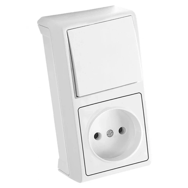 Вимикач з накладною розеткою VIKO Vera 90681086 вертикальний білий, фото 1