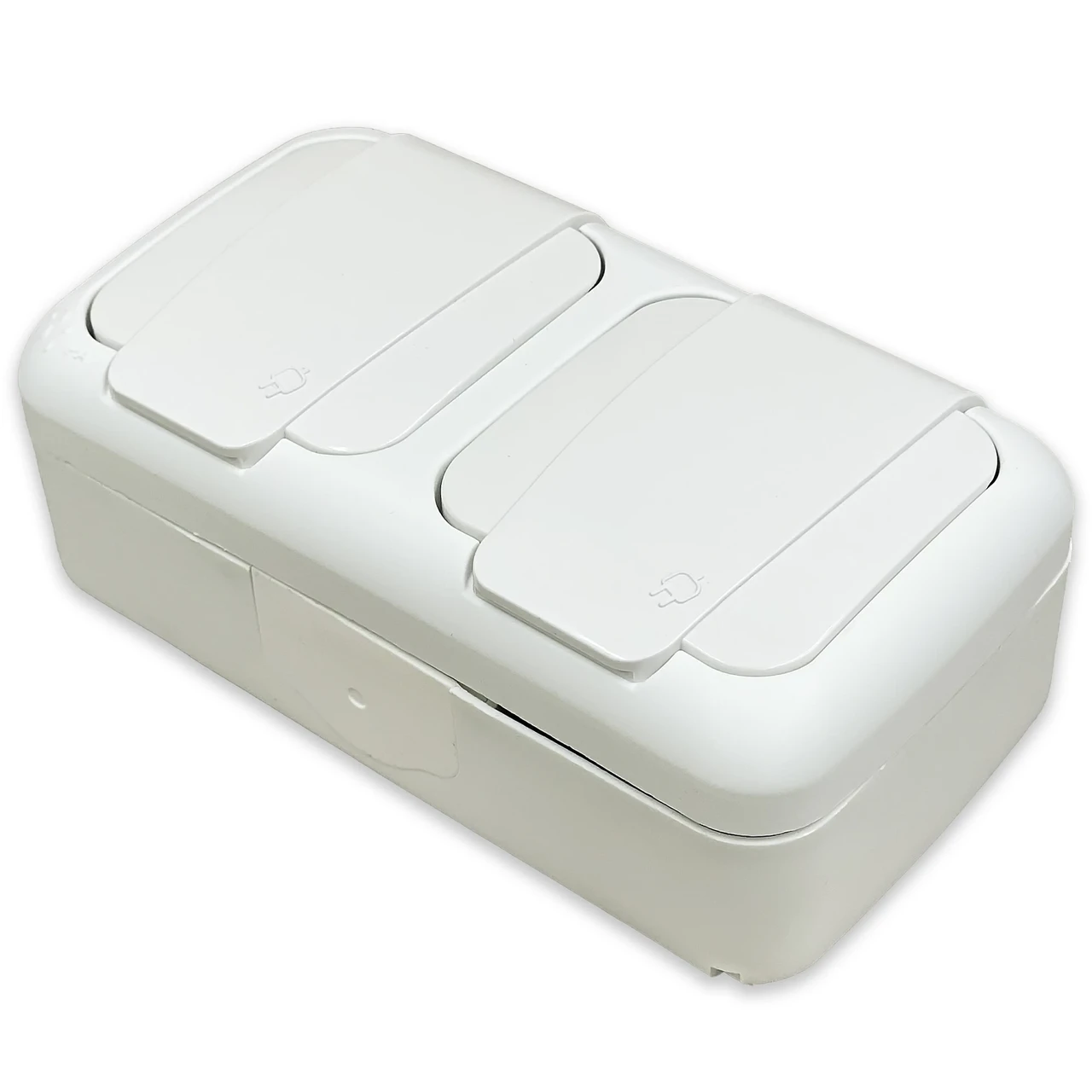 Розетка подвійна із заземленням з кришкою зовнішня біла VIKO Palmiye 90555488, фото 1