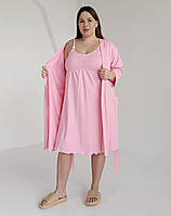 Комплект халат і сорочка з кліпсами для годування (рожевий), фото 5