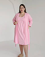 Комплект халат і сорочка з кліпсами для годування (рожевий), фото 4