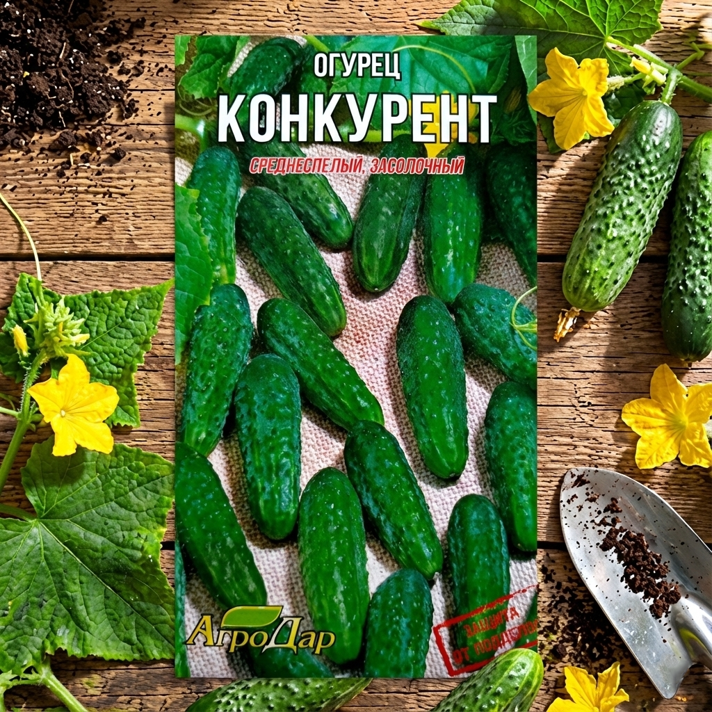 Огірок Конкурент — насіння (2 г) — середньостиглий засолювальний сорт для хрусткої банки, фото 1