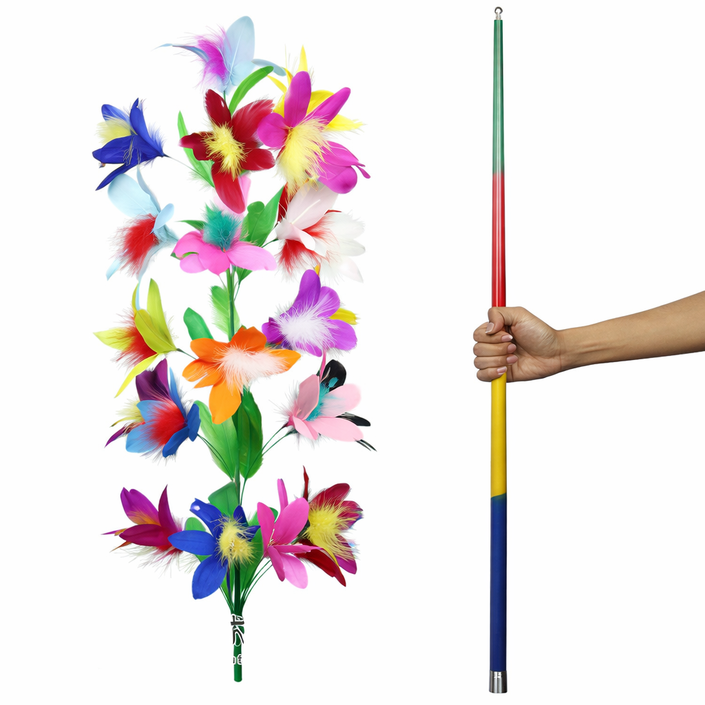 Реквізит для дитячих шоу та театрів | Райдужна металева тростина в різнокольорові квіти