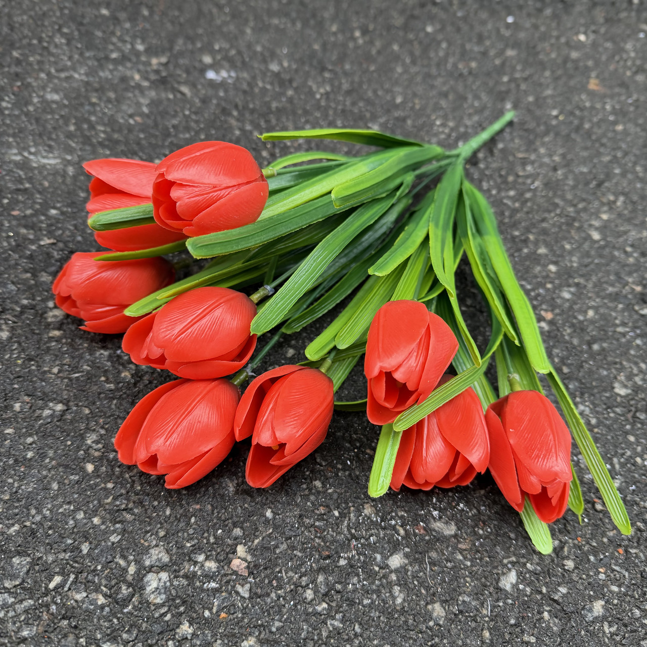Штучний букет тюльпан бутон гелеві 37 см 9 голів червона, фото 1