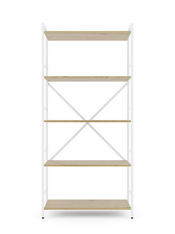 Стелаж Лофт 1700×800×350 Меткас, 35 кг/полицю, 5 полиць, ЛДСП, білий-дуб артизан, фото 1