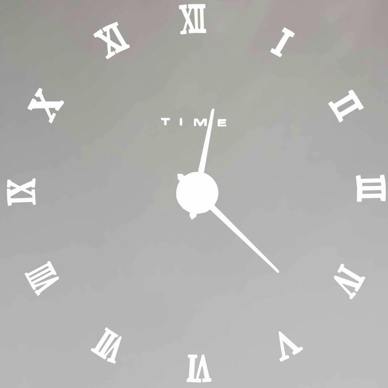 Годинник 3D настінний великий ( 100 см) Римські-Wh-100 білий, фото 1