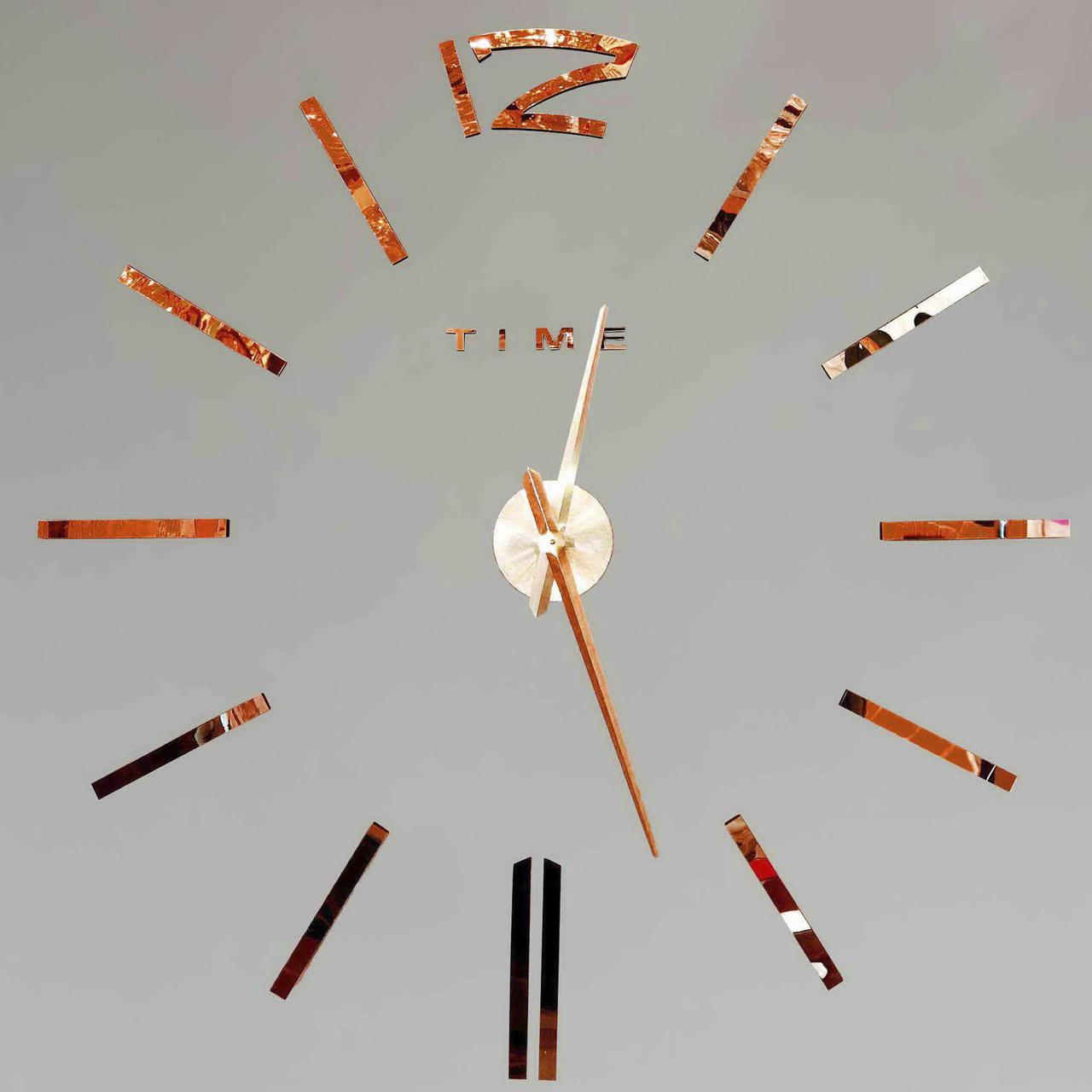 Годинник 3D настінний великий ( 100 см) Палички-Cu-100 бронзовий мідний, фото 1