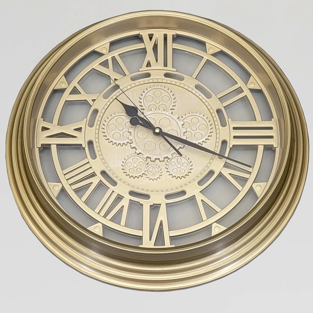 Годинник безшумний (50,5 см) настінний з відкритим механізмом шестернями колещатками скелетон ретро вінтаж під старину OV-0032, фото 1