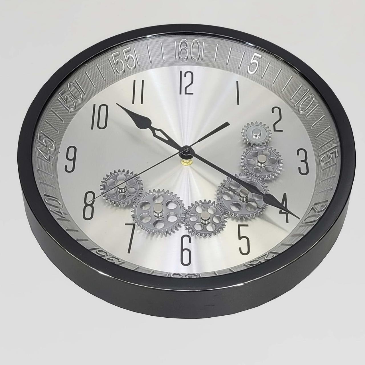 Годинник безшумний (35,2 см) настінний з відкритим механізмом шестернями колещатками скелетон ретро вінтаж під старину OV-0037, фото 1
