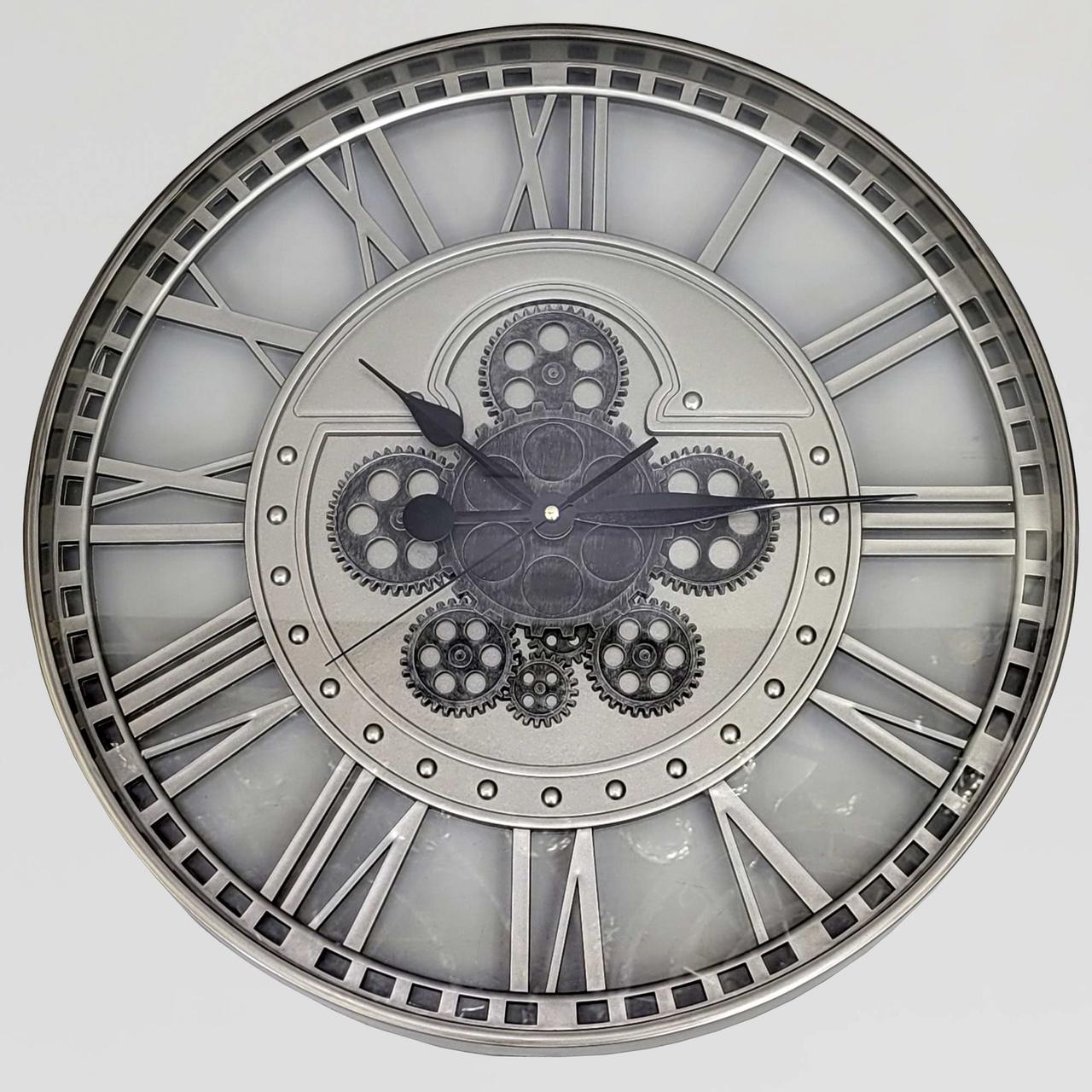 Годинник безшумний (51 см) настінний з відкритим механізмом шестернями колещатками скелетон ретро вінтаж під старину OV-0042, фото 1