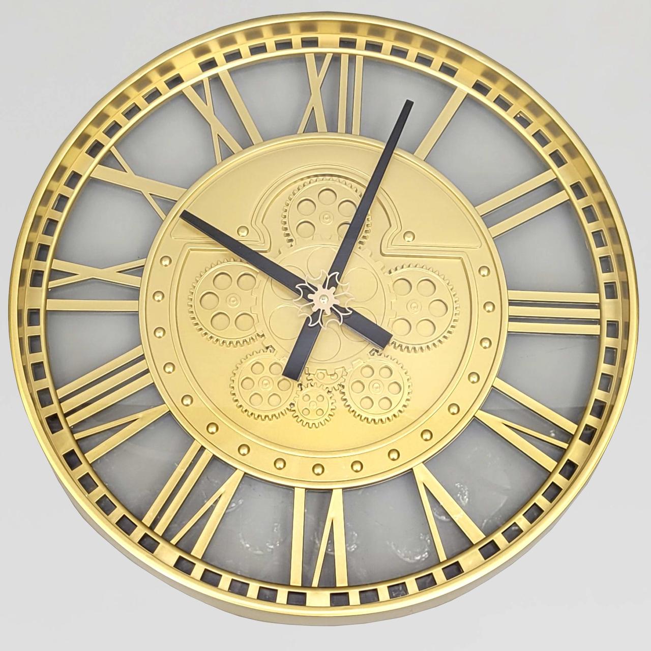 Годинник безшумний (51 см) настінний з відкритим механізмом шестернями колещатками скелетон ретро вінтаж під старину OV-0043, фото 1