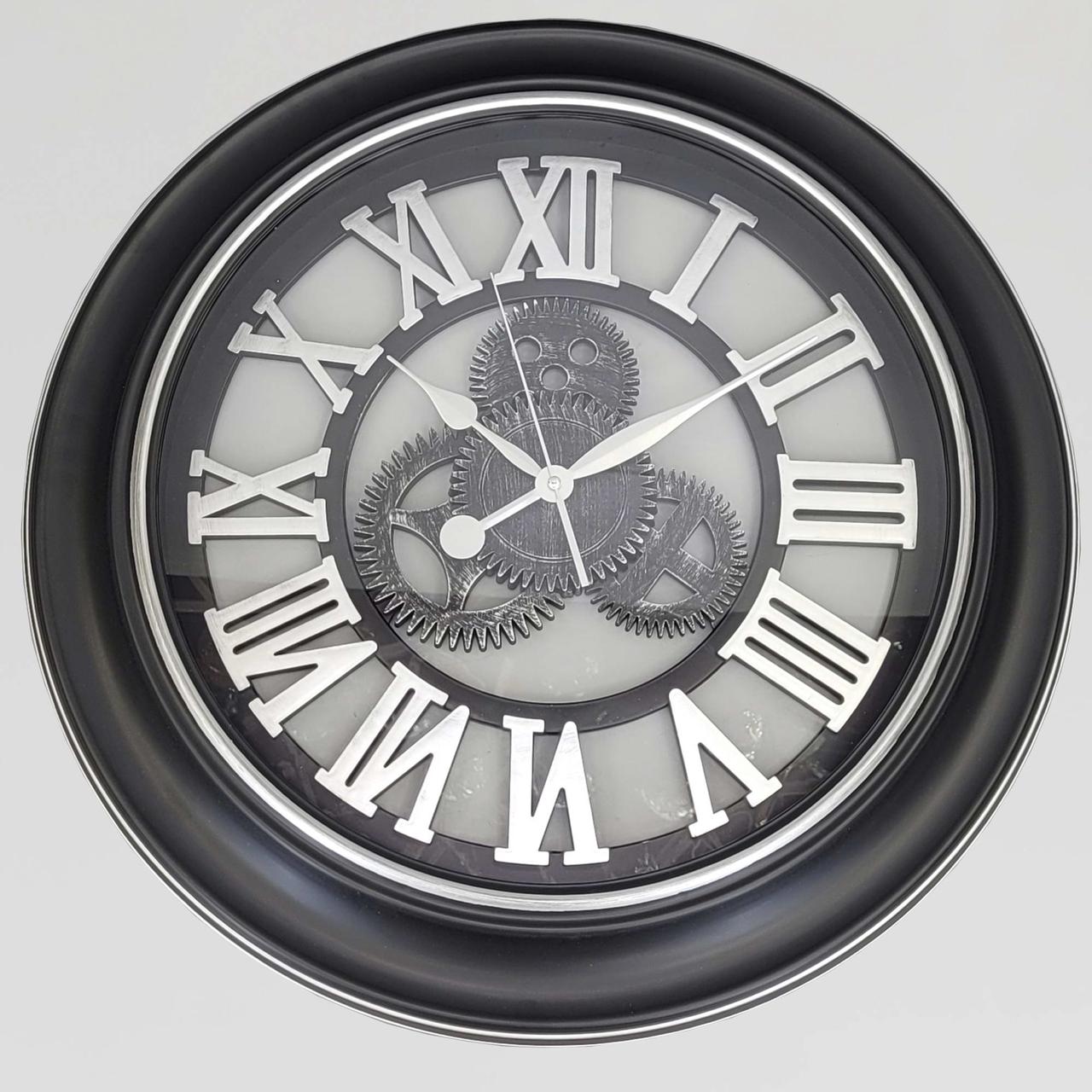 Годинник безшумний (60,8 см) настінний з відкритим механізмом шестернями колещатками скелетон ретро вінтаж під старину OV-0045, фото 1