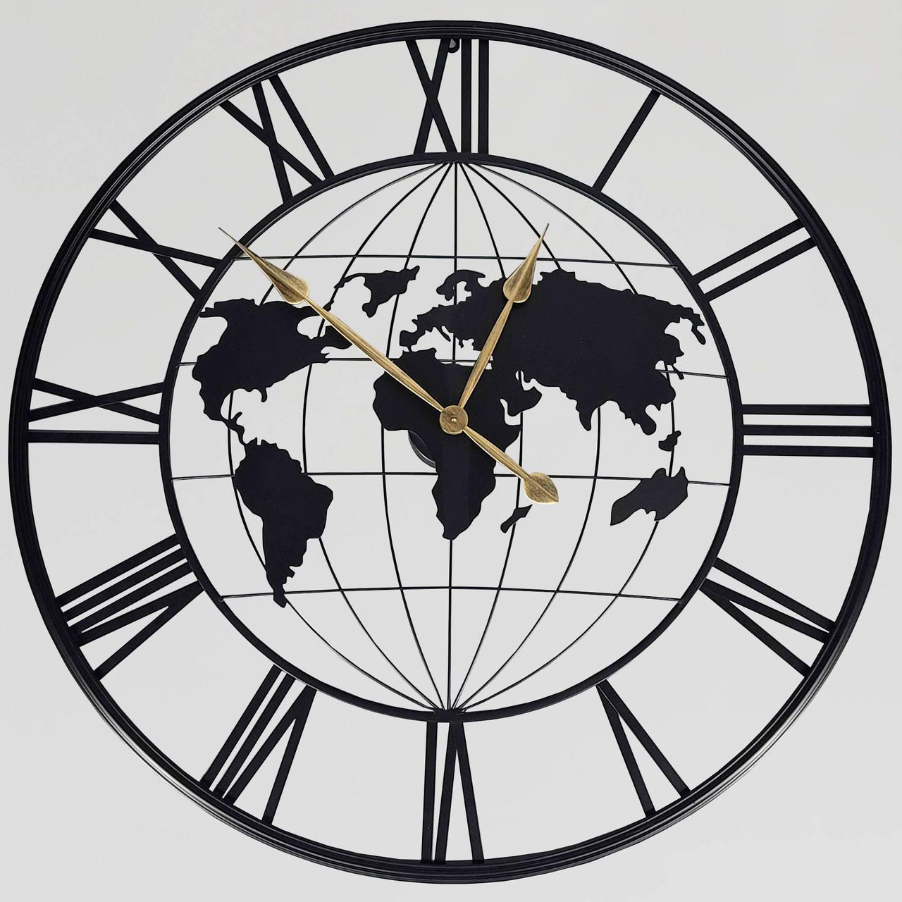 Годинник безшумний (90,1 см) металевий лофт настінний OV-0067 чорний, фото 1