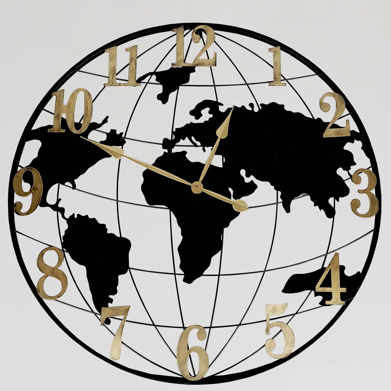 Годинник безшумний (90,2 см) металевий лофт настінний OV-0071 чорний, фото 1