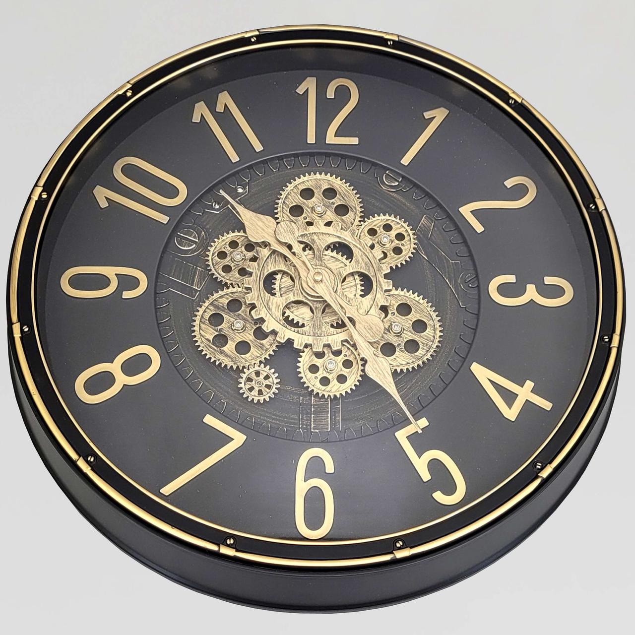 Годинник безшумний (50,5 см) настінний з відкритим механізмом шестернями колещатками скелетон ретро вінтаж під старину OV-0090, фото 1