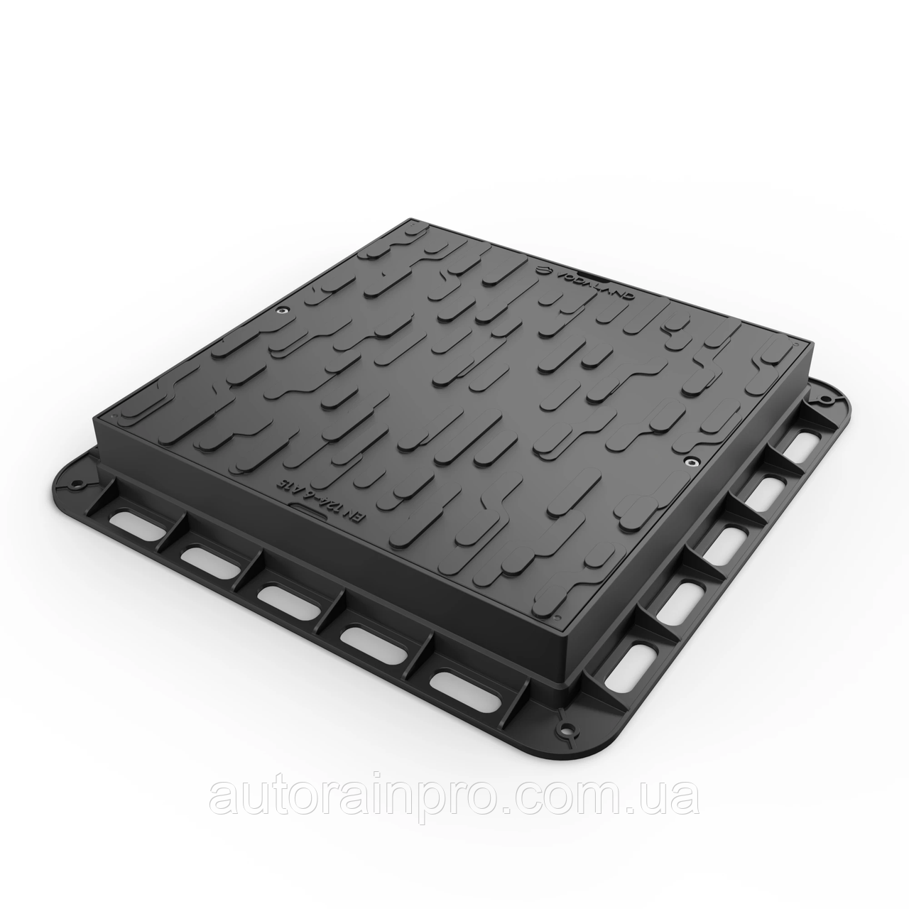 Люк пластиковий Easy 600х600 DN430 квадратний легкий чорний з замком, фото 1