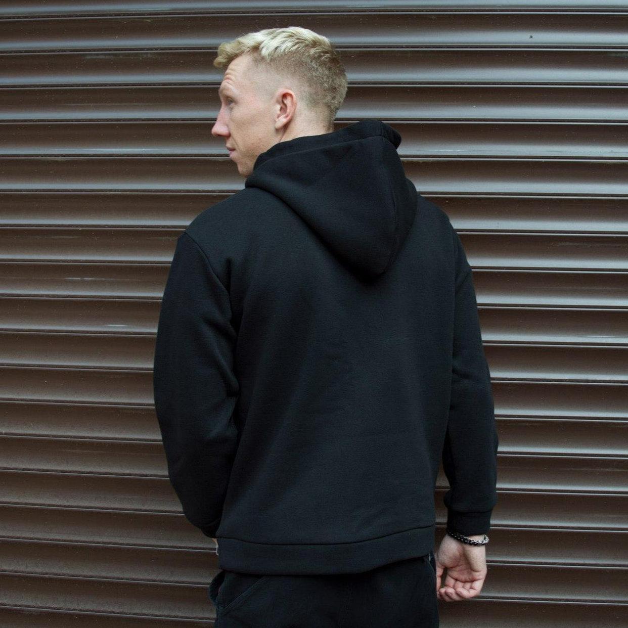 Чоловіче худі Adidas на флісі чорне, тепла толстовка Адідас з капюшоном на осінь-зиму, фото 1