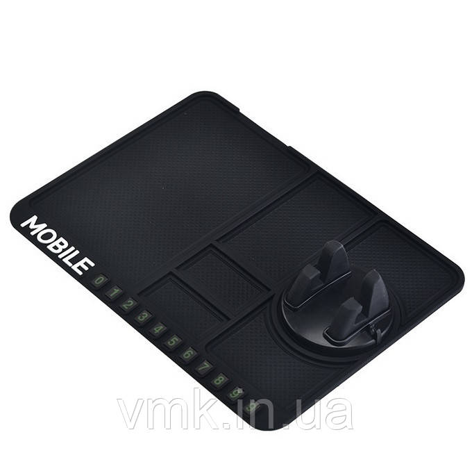 Килимок на торпеду з тримачем смартфона, силіконовий органайзер 4 в 1, фото 1