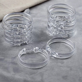 Прозорі кільця для кріплення душової шторки до карнизу Bathlux, пластикові, 12 штук в упаковці