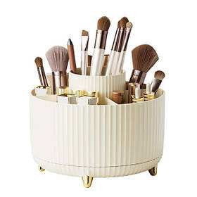 Органайзер підставка для косметики пензлів канцелярії обертовий Бежевий (60936)