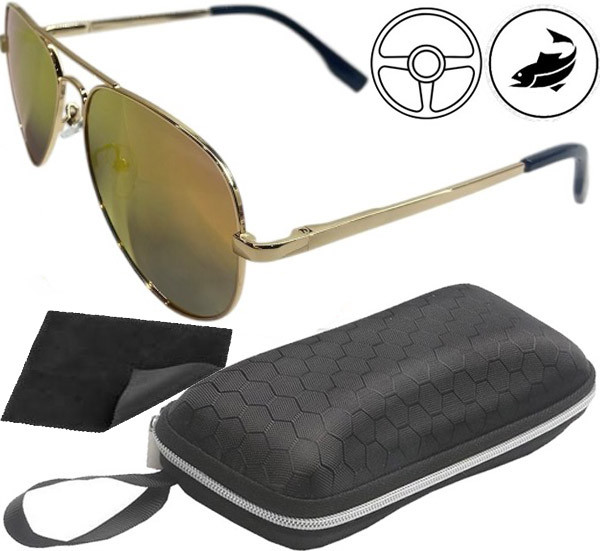 Окуляри для водіїв з жовтогарячими лінзами, оправа золото