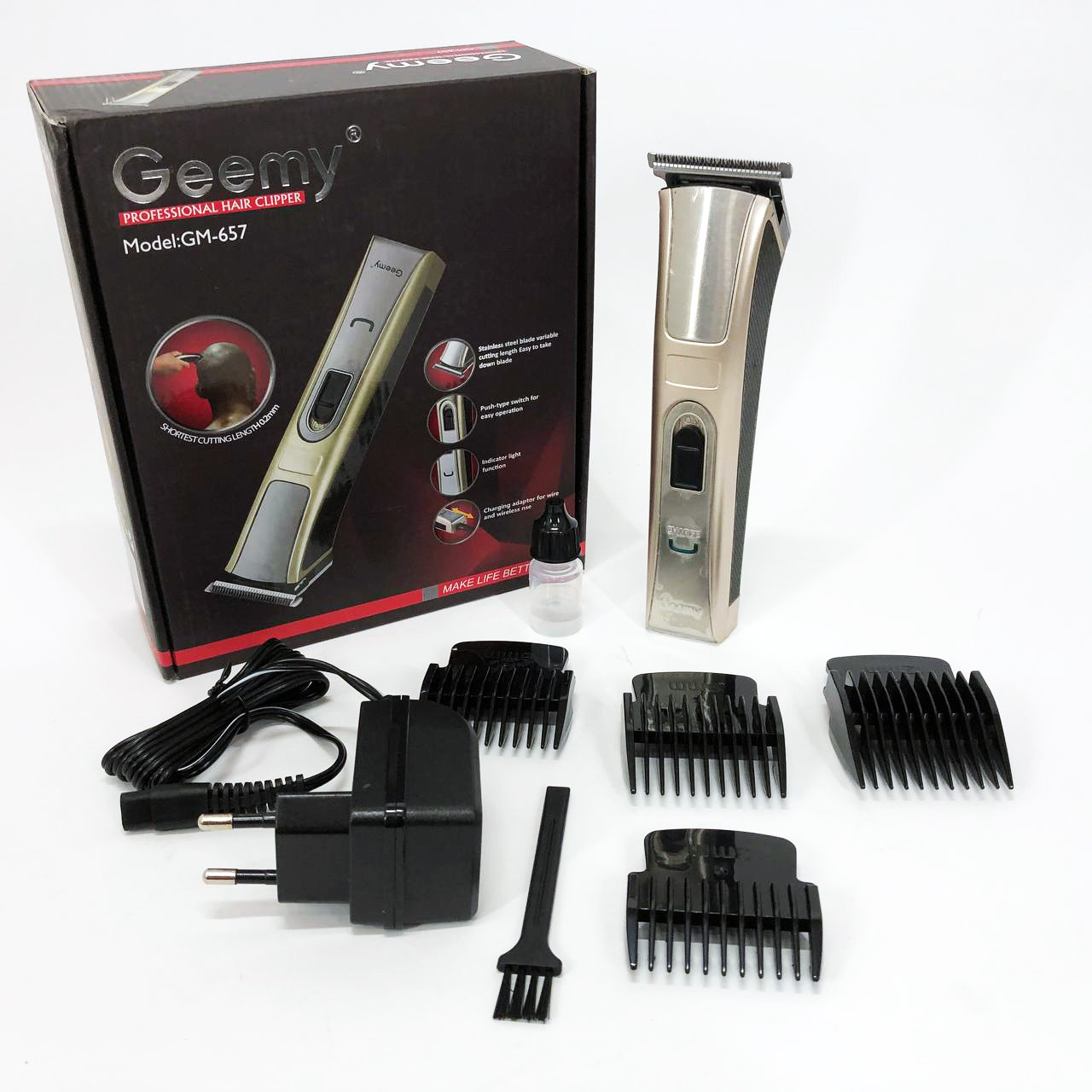 Машинка для стрижки Gemei GM-657 бездротова з комплектом насадок, Перукарські машинки, фото 1