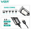 Набір для стрижки VGR 5 в 1 V-111, 9 насадок, Акумуляторний універсальний триммер для стрижки, фото 5