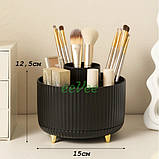 Органайзер підставка для косметики пензлів канцелярії обертовий Чорний (60935), фото 5