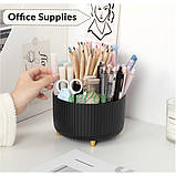 Органайзер підставка для косметики пензлів канцелярії обертовий Чорний (60935), фото 7