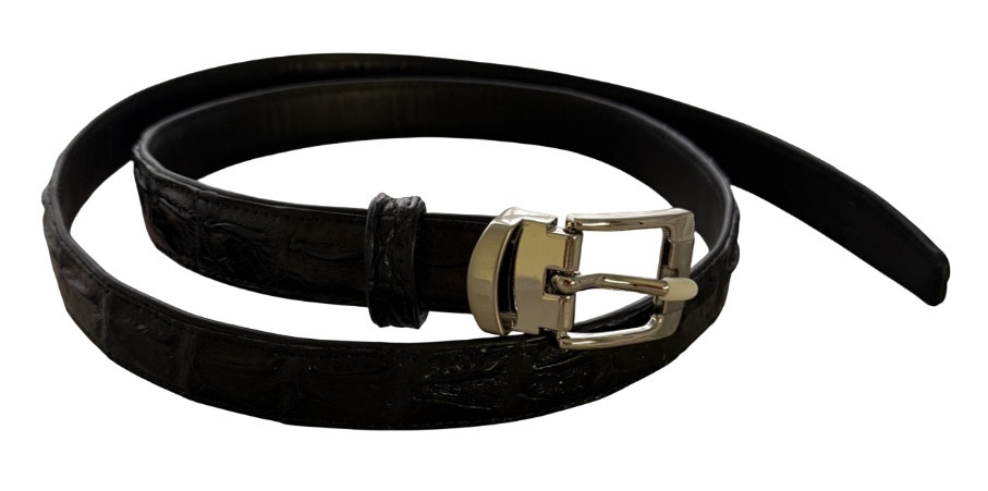 Ремінь жіночий із натуральної шкіри крокодила чорний механіка Ekzotic leather crb21_1