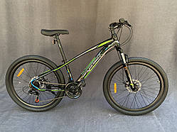 Гірський підлітковий велосипед Viper Nevada  24" FR/D рама 12,5 чорно-зелений