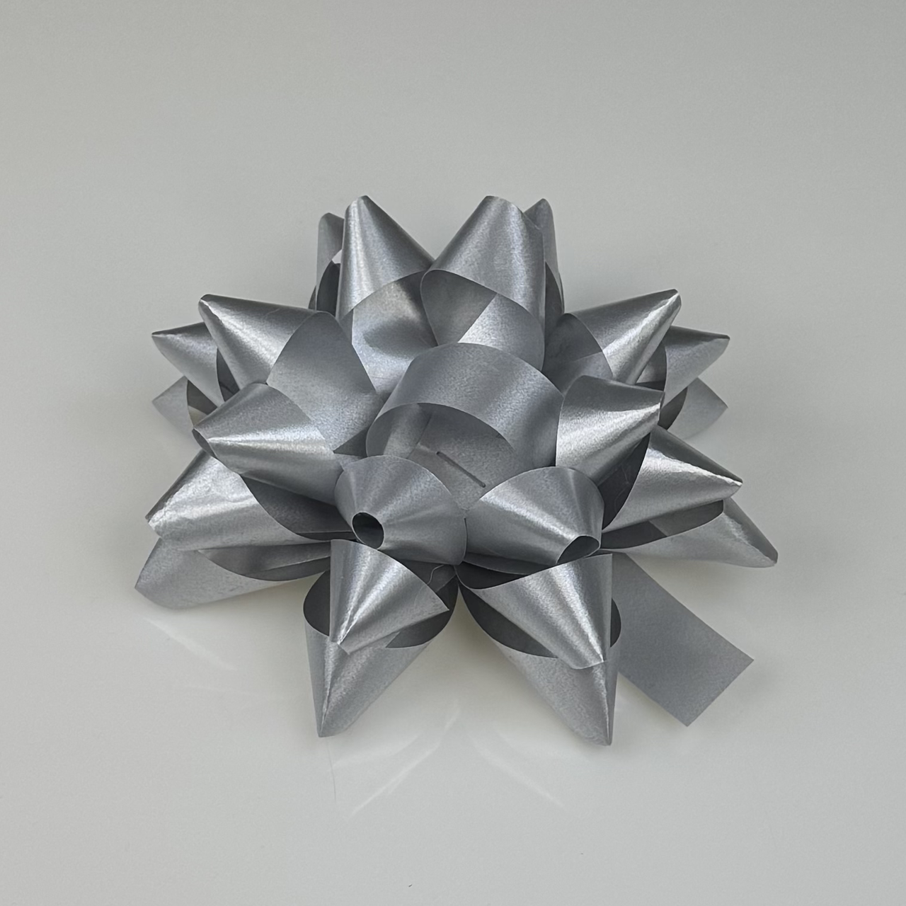 Набір декоративних бантів 12 см, 6 шт, сріблясті, фото 1