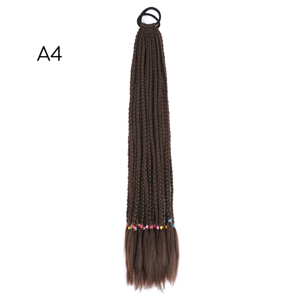 Хвіст на резинці накладна з косами 33 12 шт однотонні 60см 50гр коричнвий, фото 1