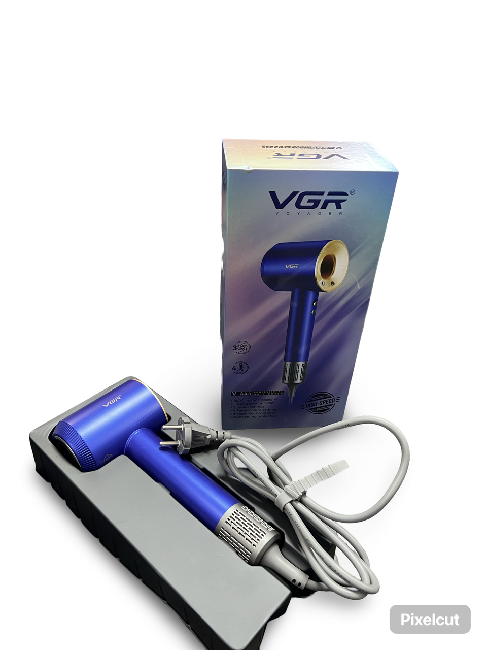 Фен професійний VGR-445 BLUE, 3 ріні обдування, 4 рівні температури,1600 Вт, 110000 RPM, фото 1