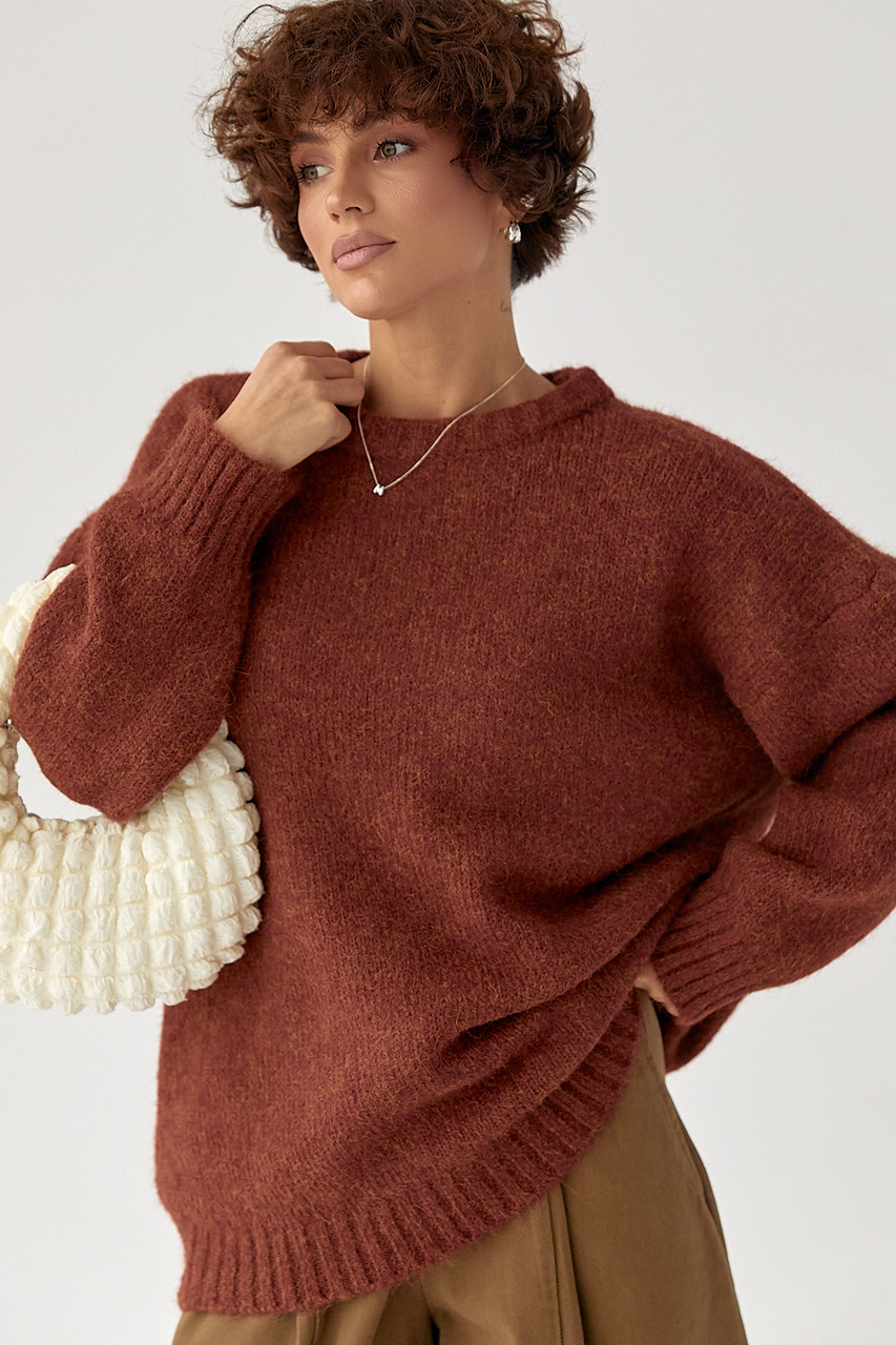 Вільна мохерова кофта - теракотовий цвет, ONE SIZE (є розміри), фото 1