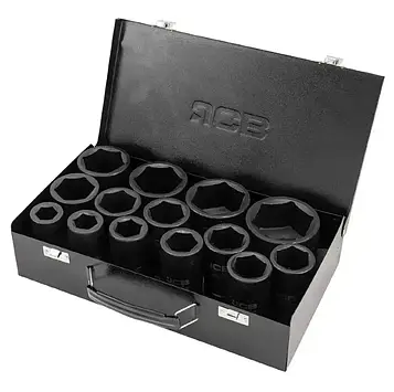 Набір головок ударних глибоких в металевому кейсі 14 од. "1" (6-гр.). JCB Tools JCB-8152-5MPB (Код: 64928)