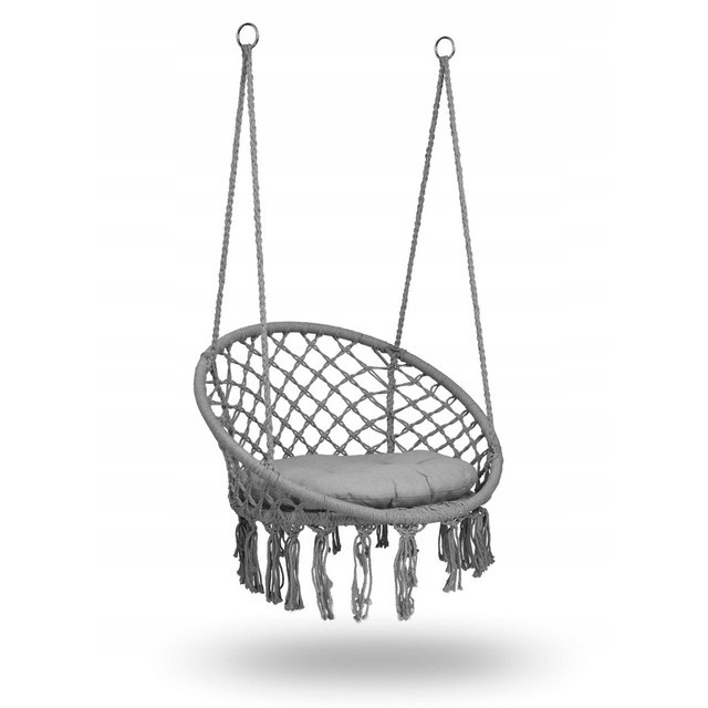 Крісло підвісне бразилійське гойдалка гамак Bonro B-092-2 сірий 120 кг + подушка, фото 1