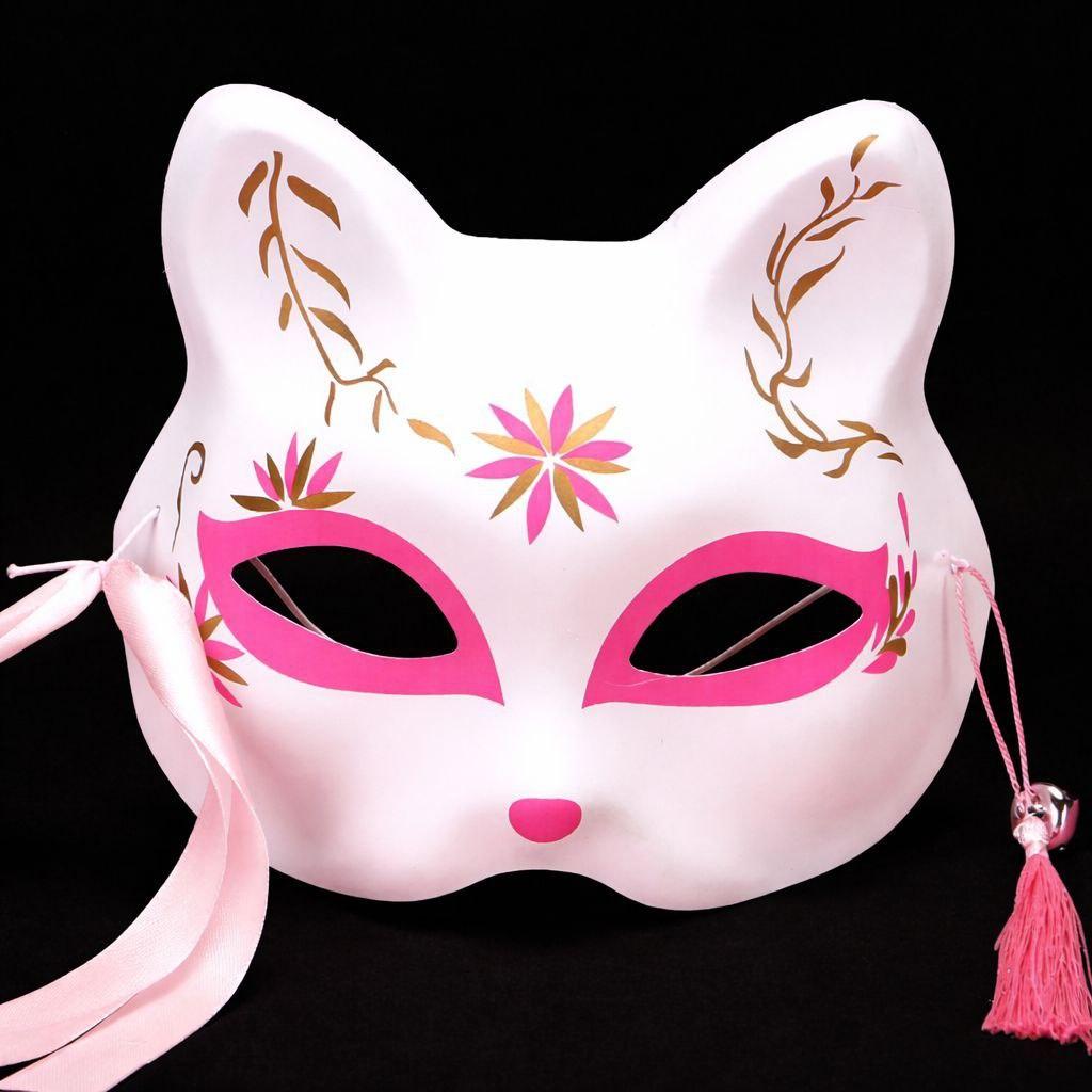 Маска Кіцуне Японської Лисиці Kitsune малинова з золотим 18х17 см ABC