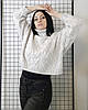 Светр в'язаний з горловиною жіночий світло-сірий меланж. One Size, фото 10